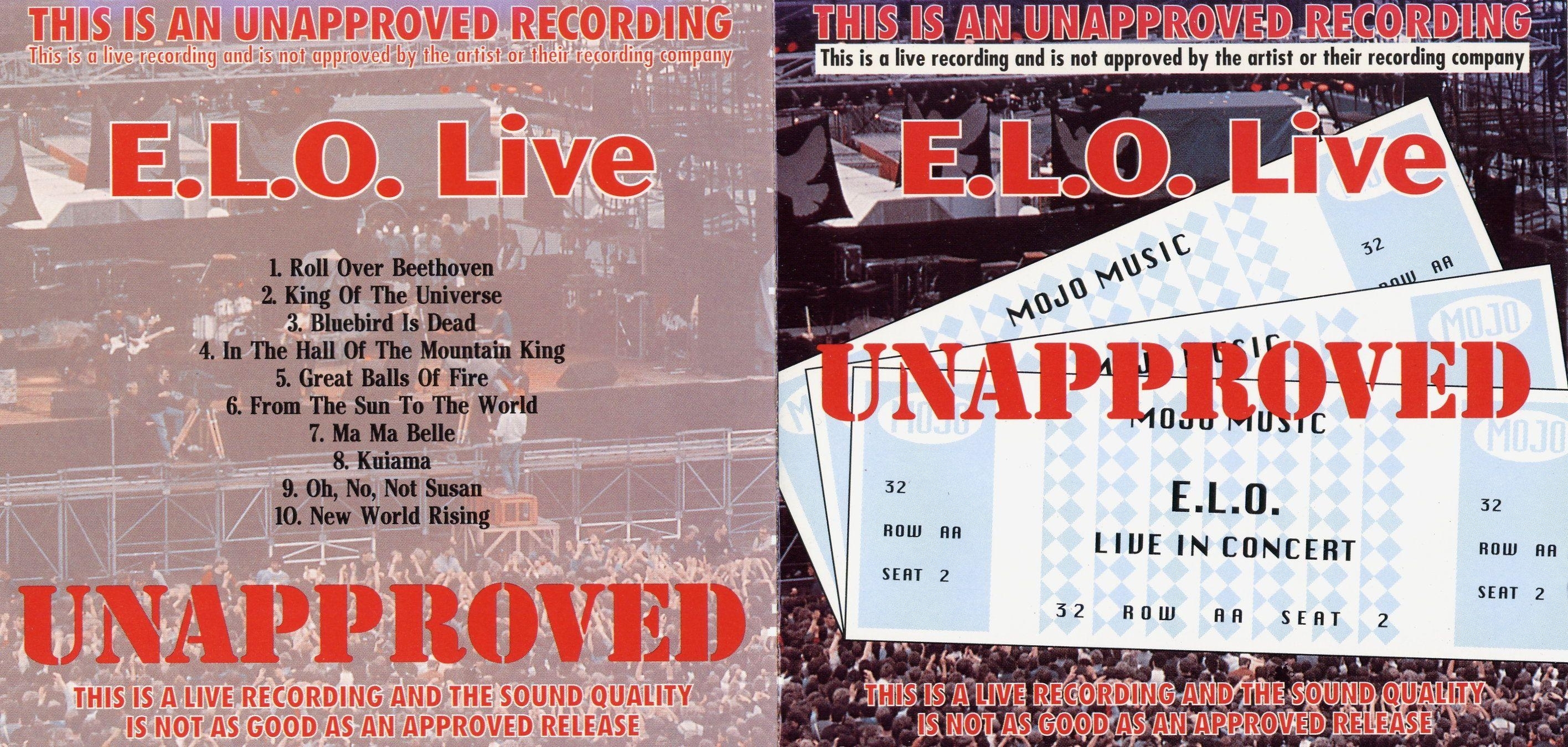 Electric Light Orchestra  Unapproved Recording : Front + Inlay